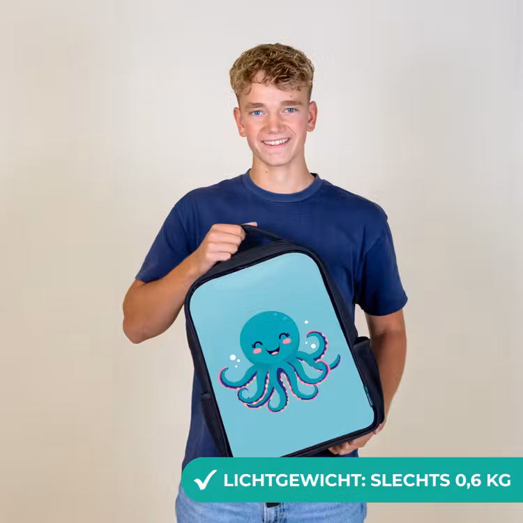 Kinderrugzak - Zwart - Octopus - Blauw - Gezicht — 2