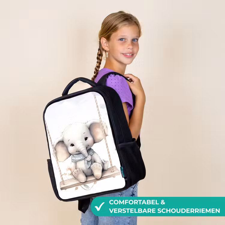 Kinderrugzak - Zwart - Olifant - Dier - Kinderen — 3