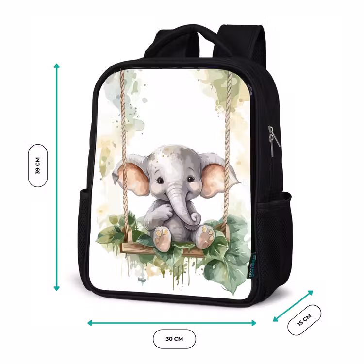 Kinderrugzak - Zwart - Olifant - Dier - Kinderen - Jungle — 5