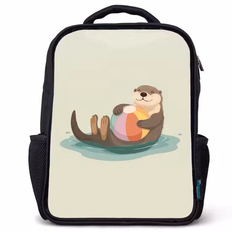 Kinderrugzak - Zwart - Otter - Strandbal - Kleurrijk — 1
