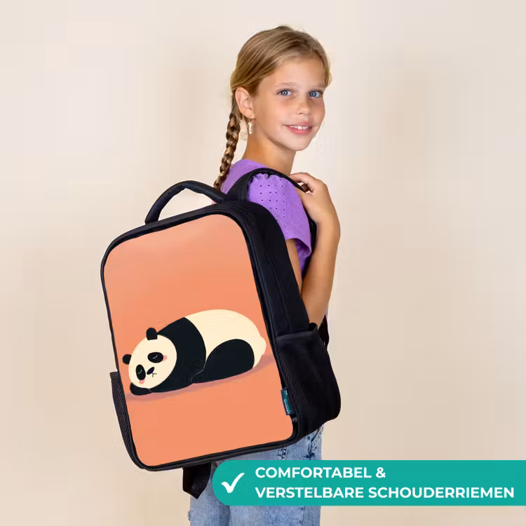 Kinderrugzak - Zwart - Panda - Slaap - Oranje — 3