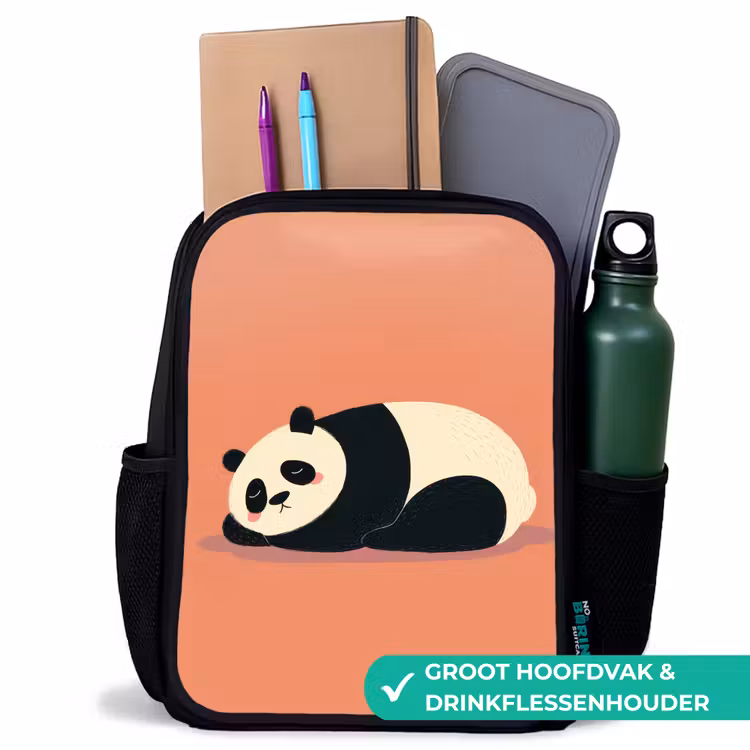 Kinderrugzak - Zwart - Panda - Slaap - Oranje — 4