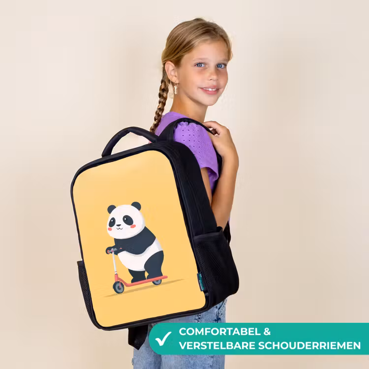 Kinderrugzak - Zwart - Panda - Step - Geel — 3