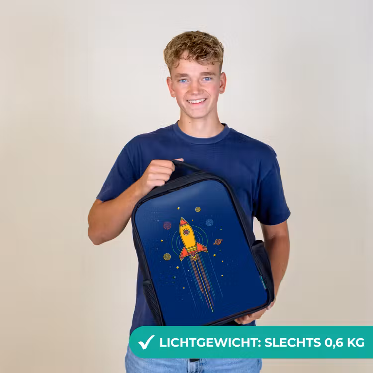 Kinderrugzak - Zwart - Raket - Blauw - Sterren — 2