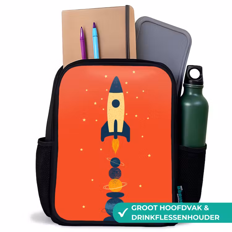 Kinderrugzak - Zwart - Raket - Planeten - Rood — 4
