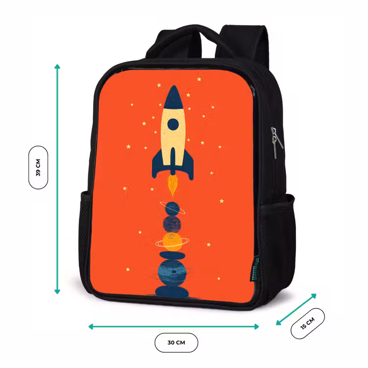 Kinderrugzak - Zwart - Raket - Planeten - Rood — 5
