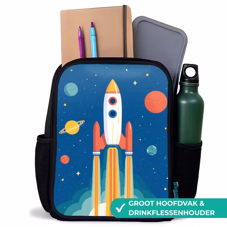 Kinderrugzak - Zwart - Raket - Planeten - Ruimte — 4