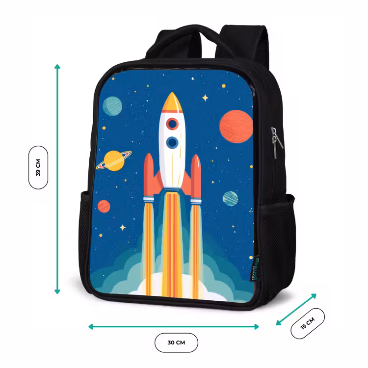 Kinderrugzak - Zwart - Raket - Planeten - Ruimte — 5