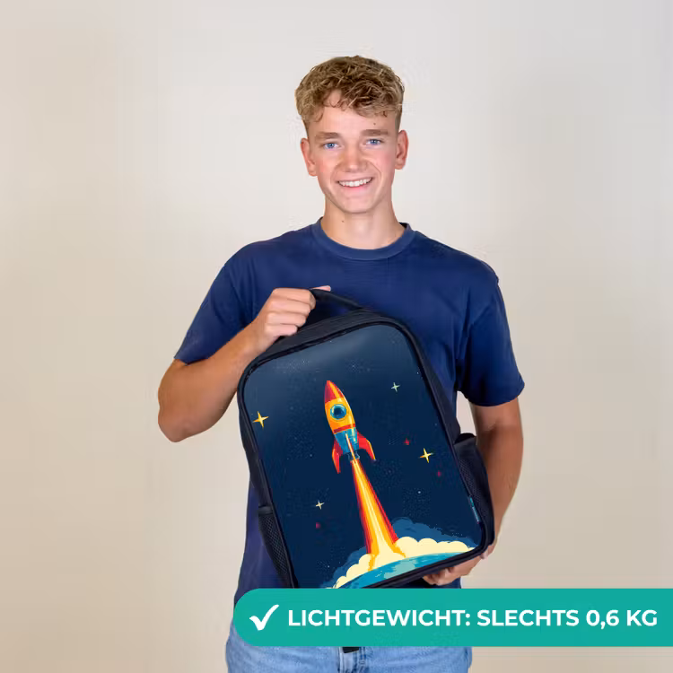 Kinderrugzak - Zwart - Raket - Rookwolken - Ruimte — 2