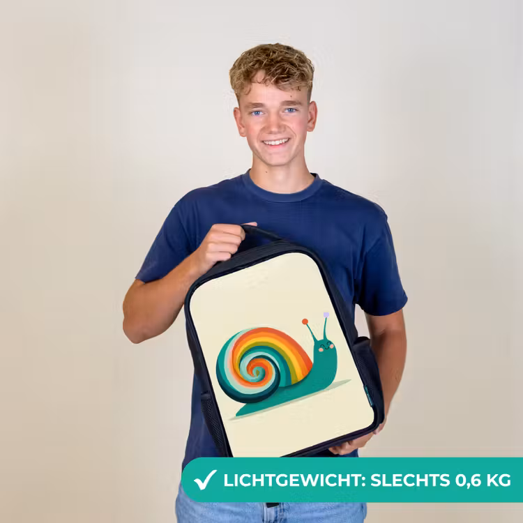 Kinderrugzak - Zwart - Slak - Regenboogschild - Groen — 2