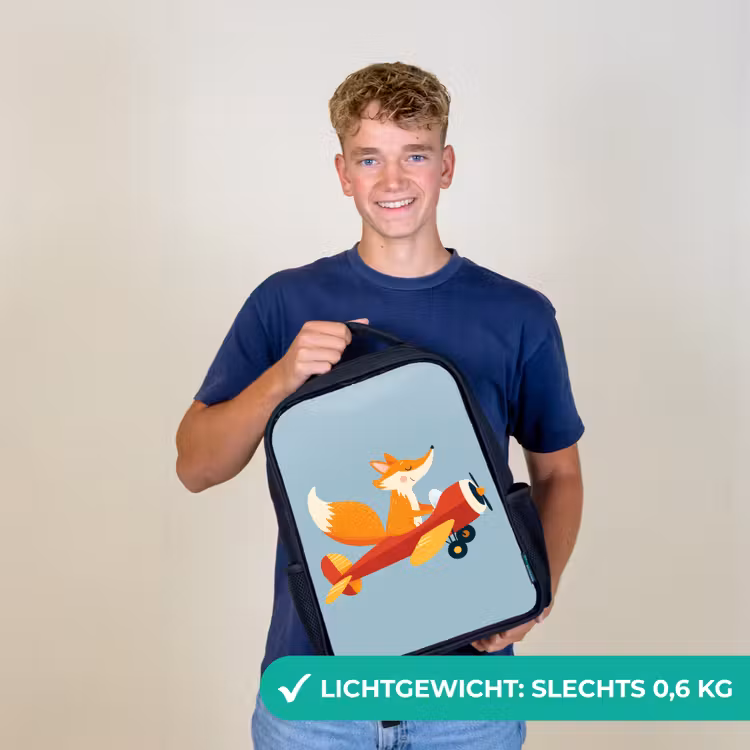 Kinderrugzak - Zwart - Vos - Vliegtuig - Blauw — 2