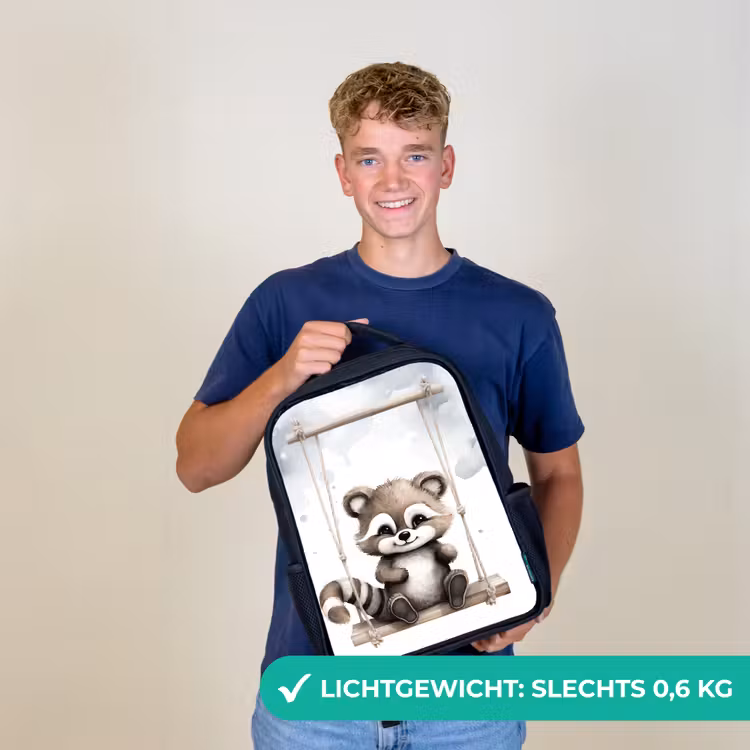 Kinderrugzak - Zwart - Wasbeer - Dier - Kinderen — 2