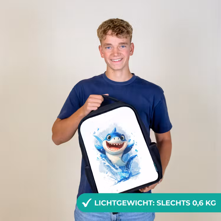 Kinderrugzak - Zwart - Springende haai vol enthousiasme — 2