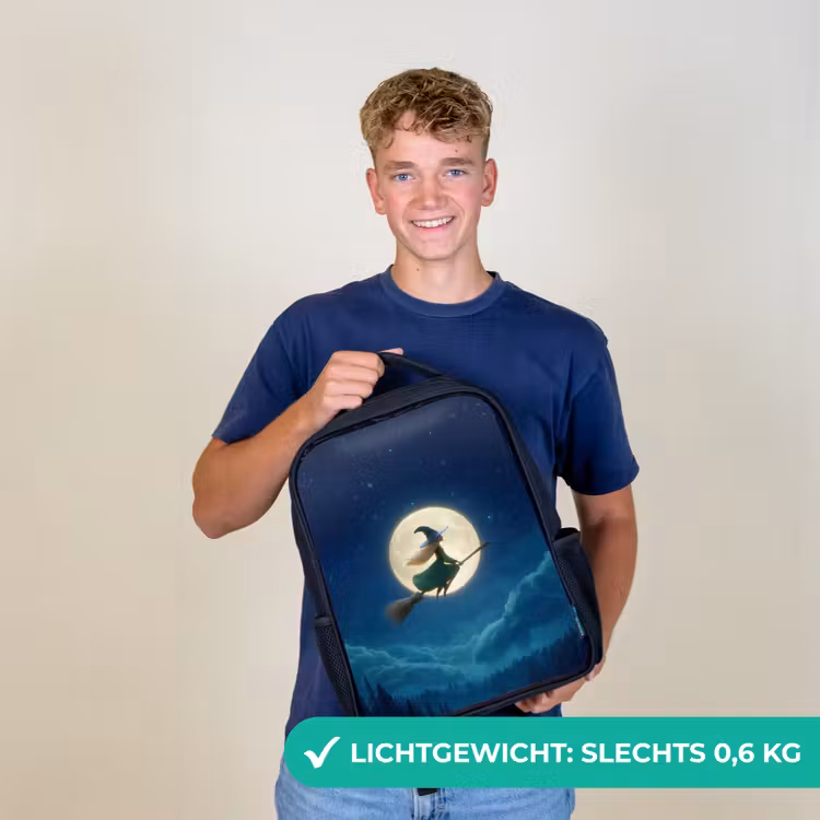 Kinderrugzak - Zwart - Magische nachtvlucht van een heks voor volle maan — 2