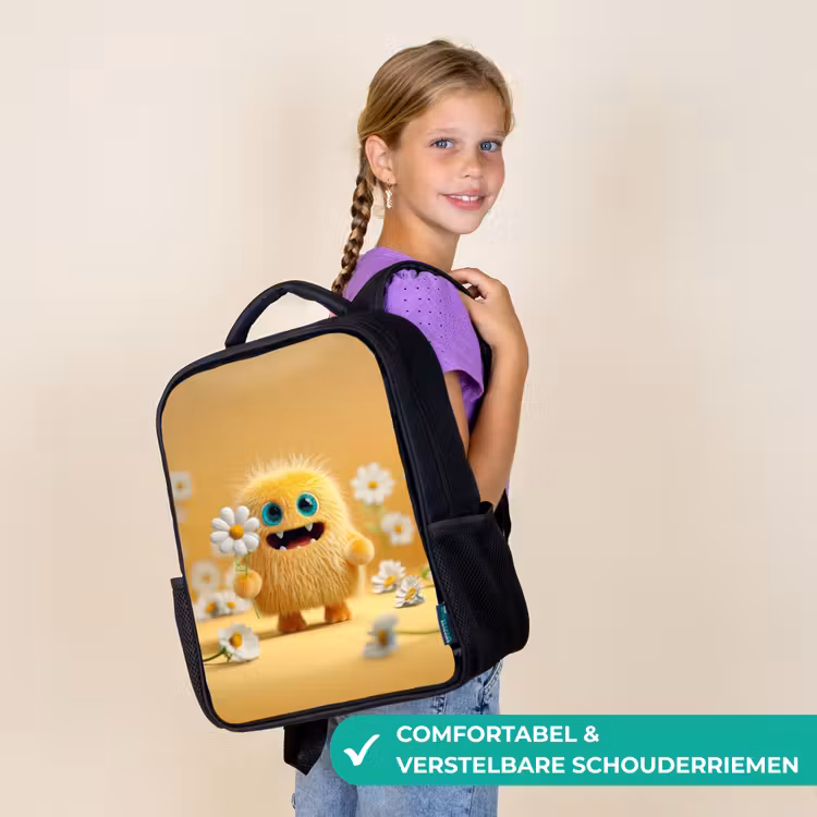 Kinderrugzak - Zwart - Zonneknuffel met madeliefje β 3