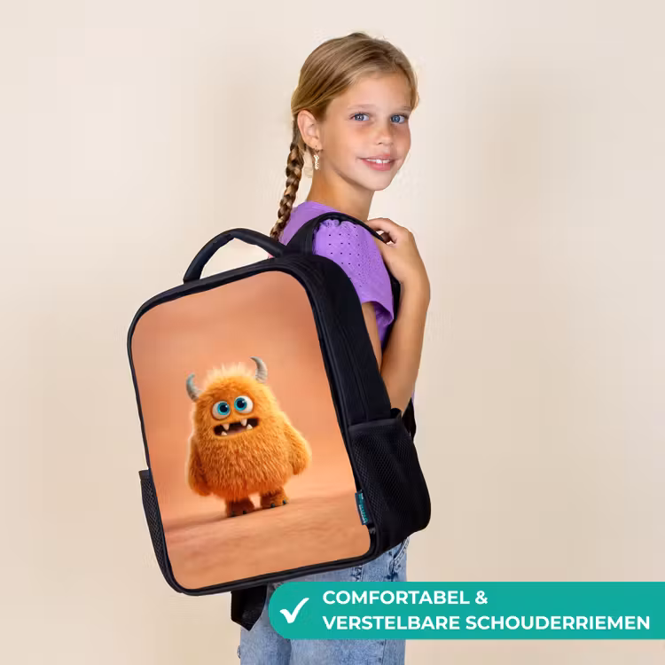 Kinderrugzak - Zwart - Knuffelmonster in herfstkleur — 3