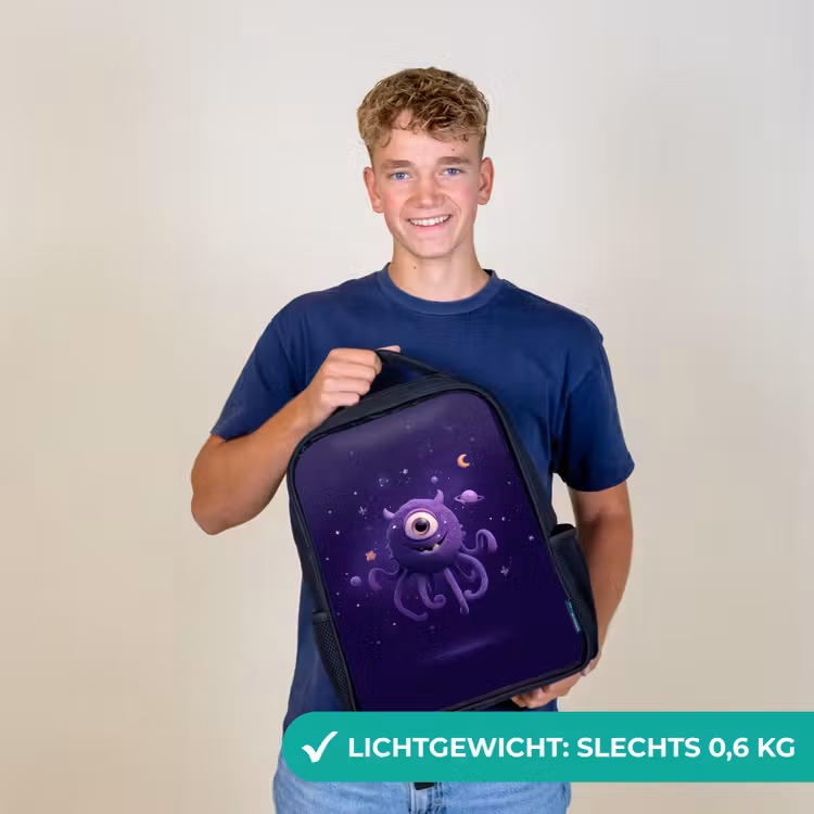 Kinderrugzak - Zwart - Vriendelijk éénogig ruimtewezen in paars — 2