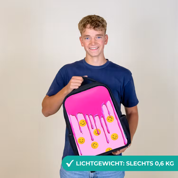 Kinderrugzak - Zwart - Smileyregen onder roze glazuur — 2