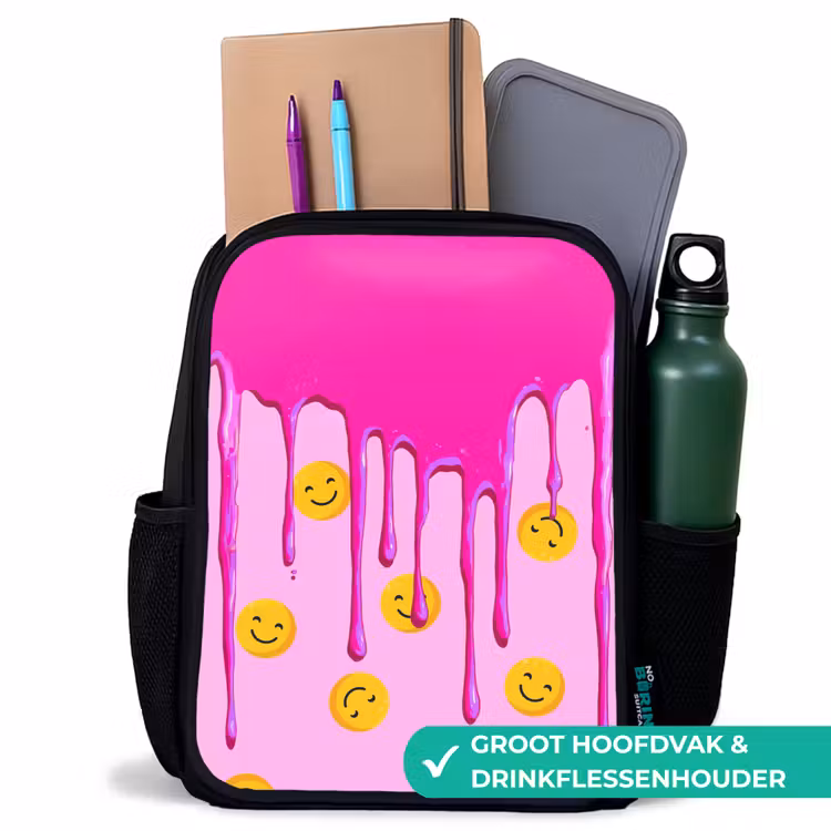Kinderrugzak - Zwart - Smileyregen onder roze glazuur — 4