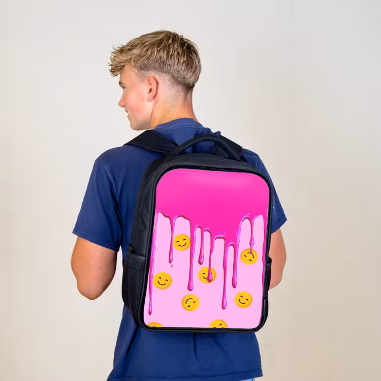 Kinderrugzak - Zwart - Smileyregen onder roze glazuur — 6
