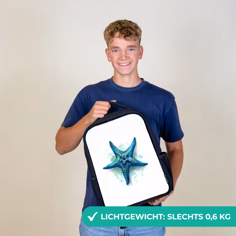 Kinderrugzak - Zwart - Zeesterrenpracht op wit doek — 2