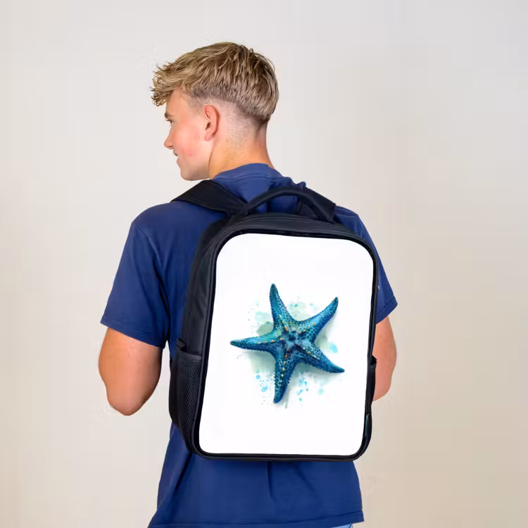 Kinderrugzak - Zwart - Zeesterrenpracht op wit doek — 6