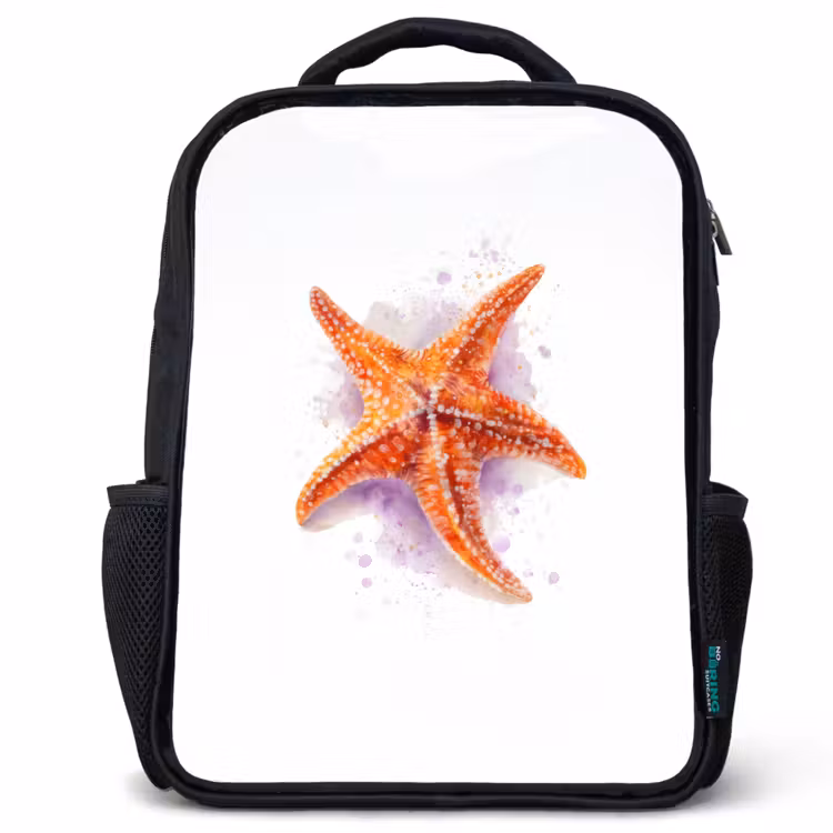 Kinderrugzak - Zwart - Oranje zeejuweel in aquarel — 1