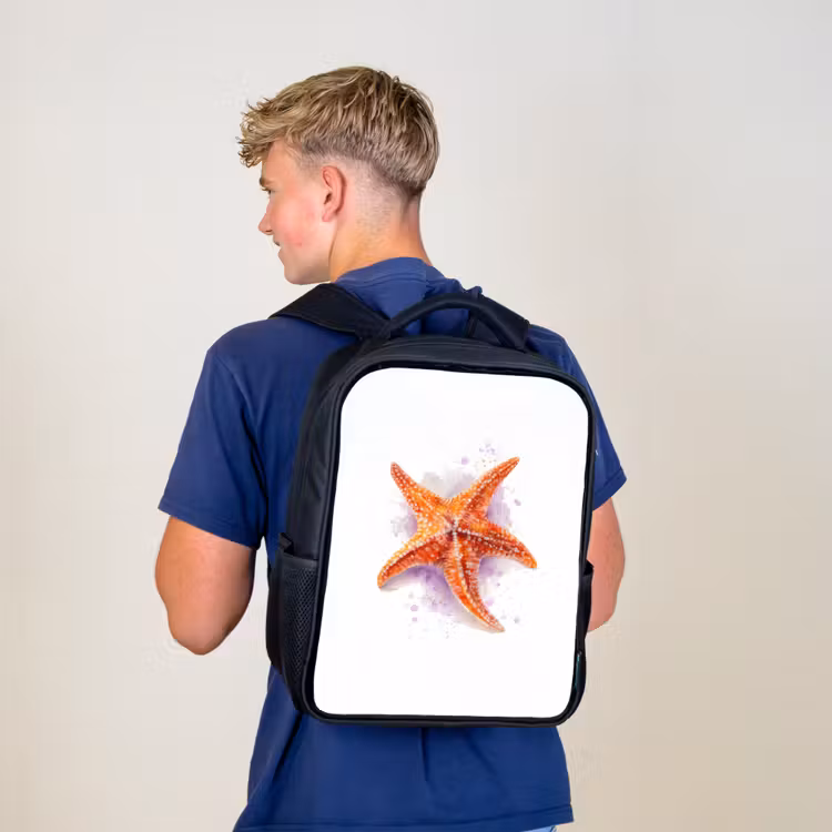 Kinderrugzak - Zwart - Oranje zeejuweel in aquarel — 6
