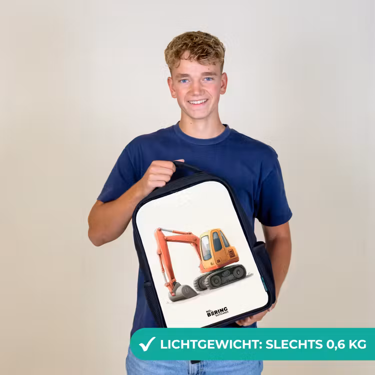 Kinderrugzak - Zwart - Graafmachine - Getekend - Oranje — 2