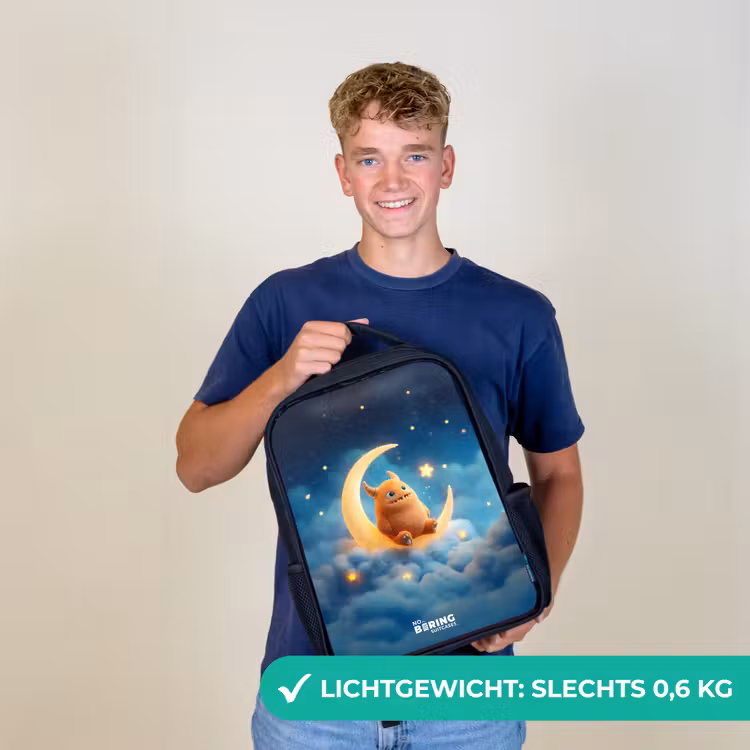 Kinderrugzak - Zwart - Oranje monster op maansikkel — 2