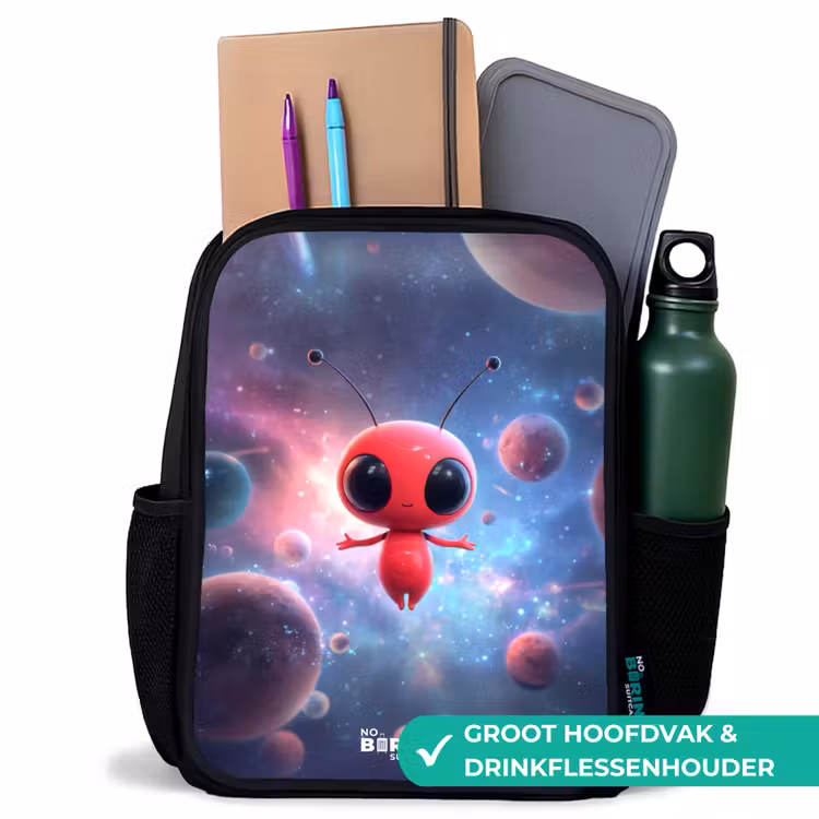 Kinderrugzak - Zwart - Rood Ruimtewezen in Kosmische Dans — 4