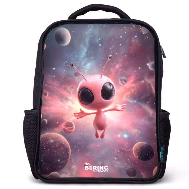 Kinderrugzak - Zwart - Roze Alien in Sterrennevel — 1