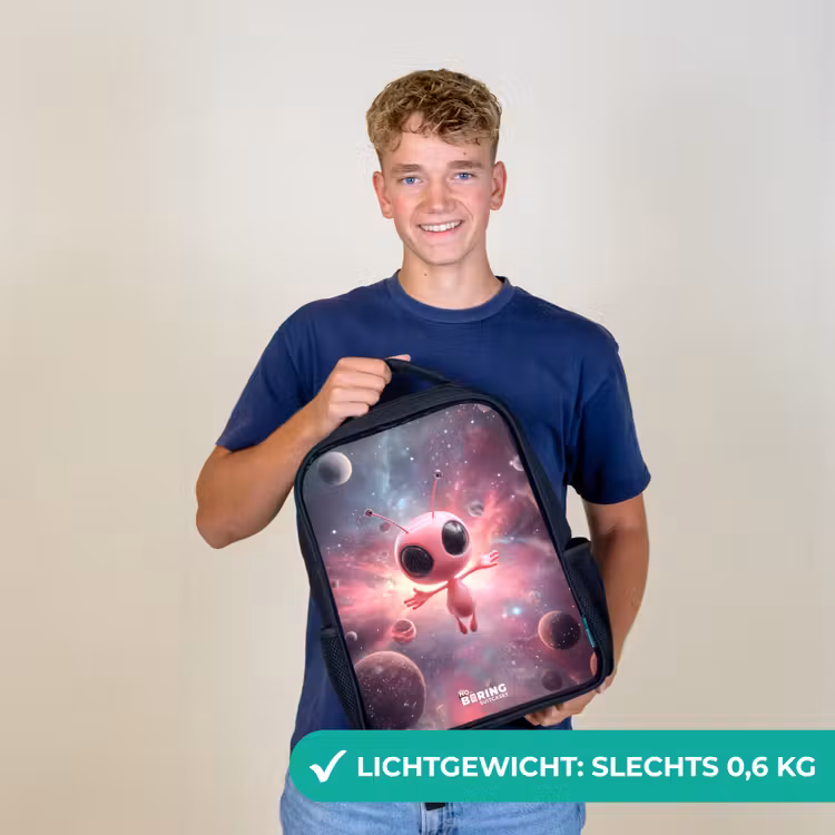 Kinderrugzak - Zwart - Roze Alien in Sterrennevel — 2