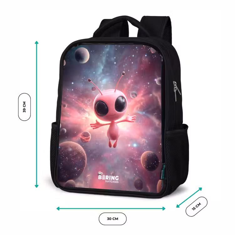 Kinderrugzak - Zwart - Roze Alien in Sterrennevel — 5