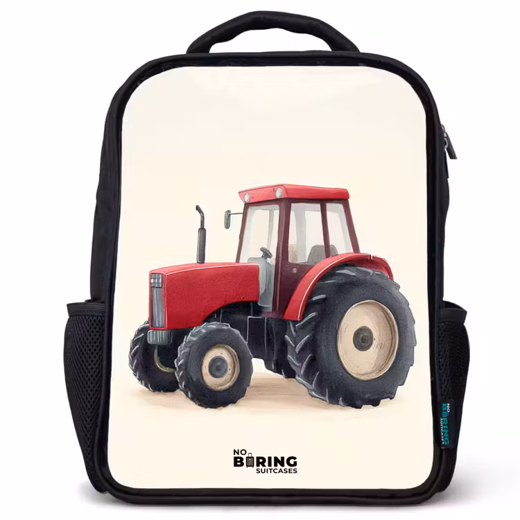 Kinderrugzak - Zwart - Tractor - Getekend - Rood — 1