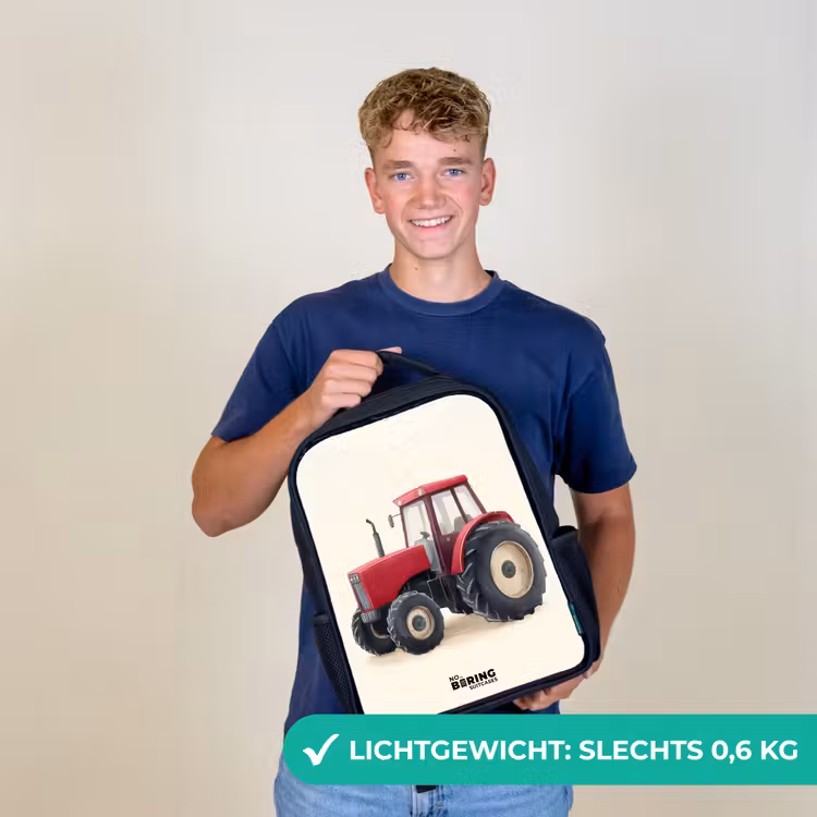 Kinderrugzak - Zwart - Tractor - Getekend - Rood — 2