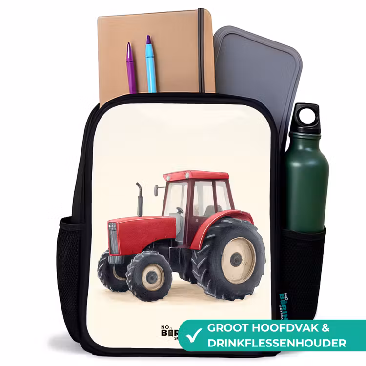 Kinderrugzak - Zwart - Tractor - Getekend - Rood — 4