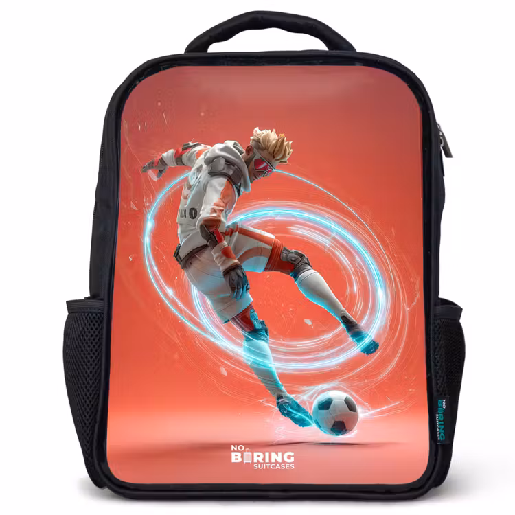Kinderrugzak - Zwart - Voetbal - Jongen - Rood - Lichtcirkel — 1