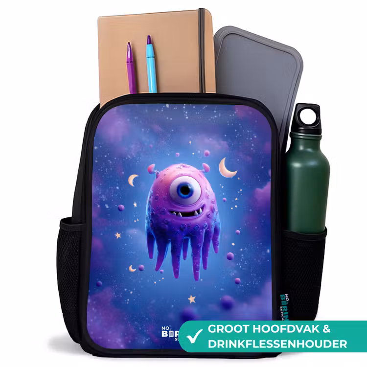 Kinderrugzak - Zwart - Vrolijk paarsoog in de ruimte β 4