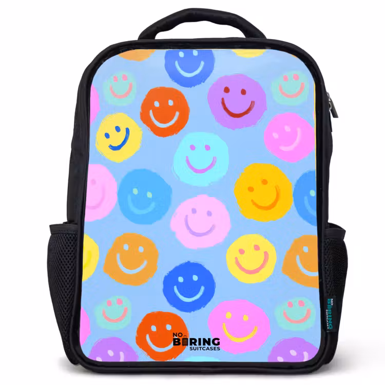 Kinderrugzak - Zwart - Vrolijk patroon van smileys — 1