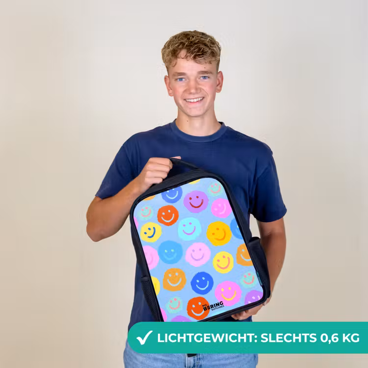 Kinderrugzak - Zwart - Vrolijk patroon van smileys — 2