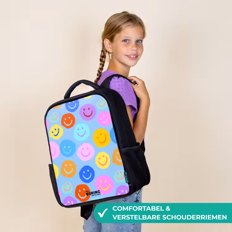 Kinderrugzak - Zwart - Vrolijk patroon van smileys — 3