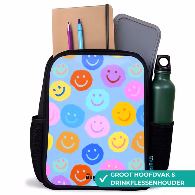 Kinderrugzak - Zwart - Vrolijk patroon van smileys — 4