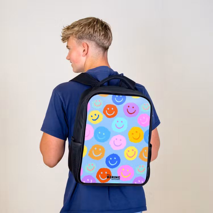 Kinderrugzak - Zwart - Vrolijk patroon van smileys — 6