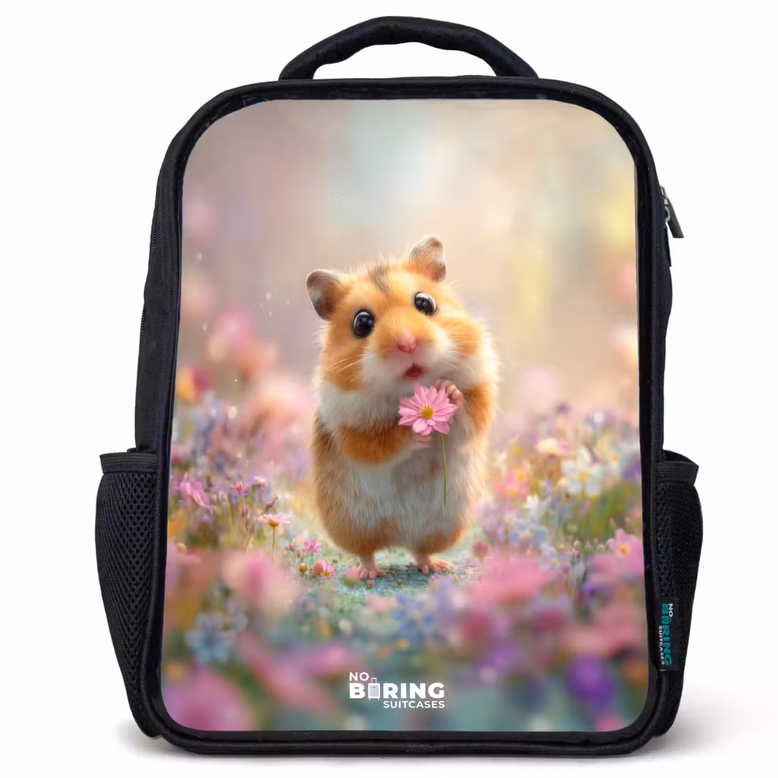 Kinderrugzak - Zwart - Hamster - Bloem - Natuur - Dier β 1