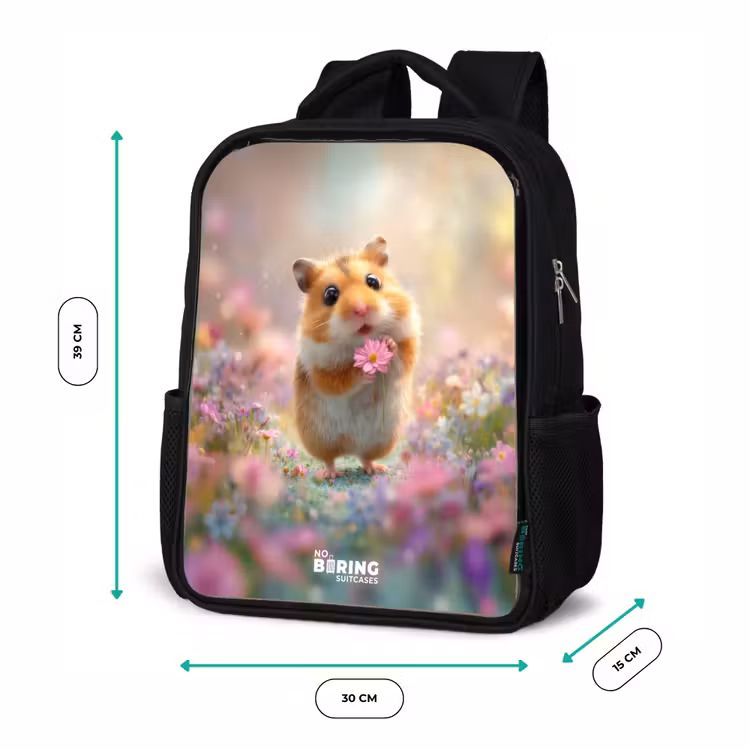 Kinderrugzak - Zwart - Hamster - Bloem - Natuur - Dier β 5