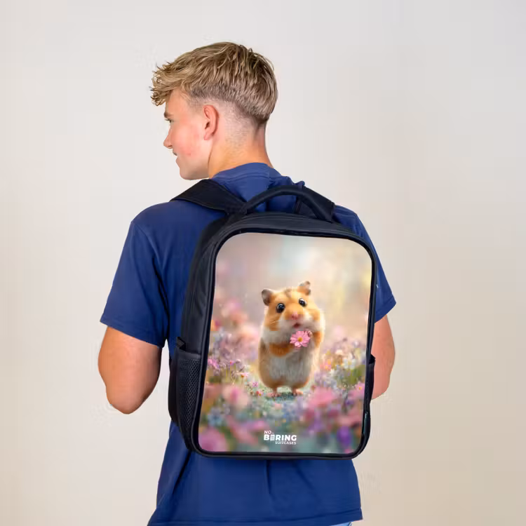 Kinderrugzak - Zwart - Hamster - Bloem - Natuur - Dier β 6
