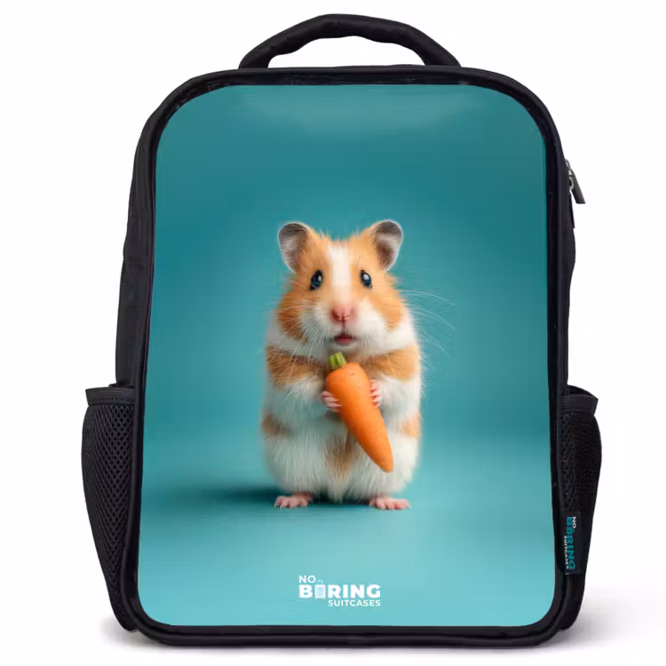 Kinderrugzak - Zwart - Hamster - Wortel - Dier — 1