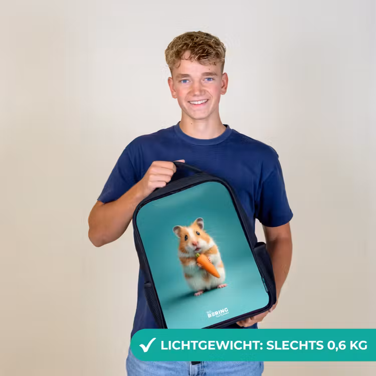 Kinderrugzak - Zwart - Hamster - Wortel - Dier — 2