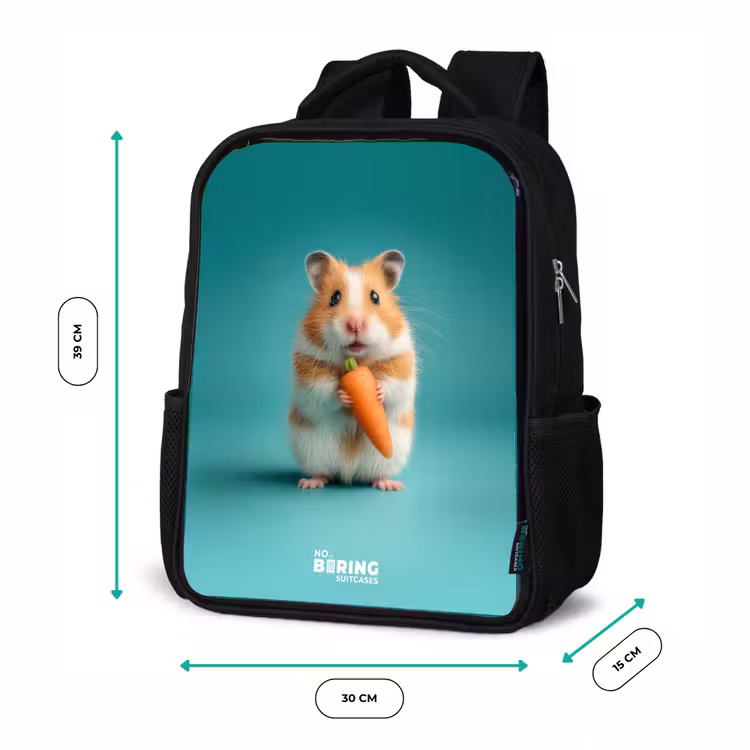 Kinderrugzak - Zwart - Hamster - Wortel - Dier — 5
